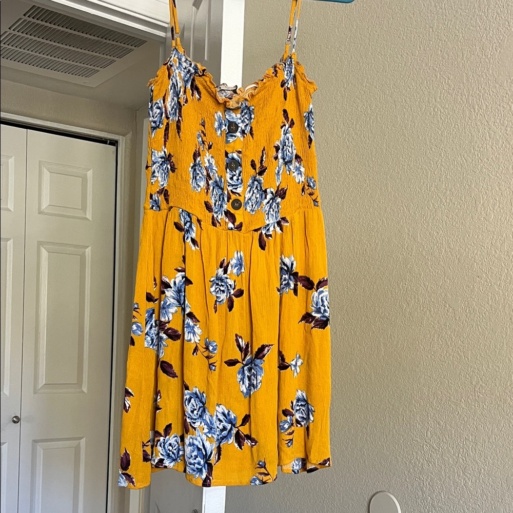 Active USA Yellow and Blue Floral Dress